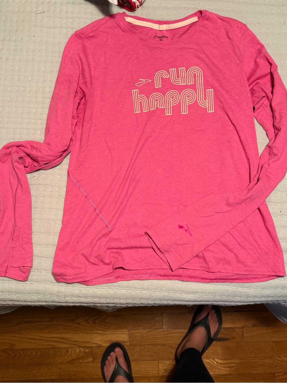 Brooks Hot Pink 'Run Happy' Athletic Long Sleeve Top